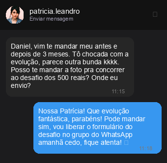 Depoimento de Patrícia L. no Instagram